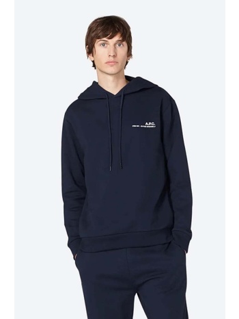 βαμβακερή μπλούζα a.p.c. hoodie item χρώμα ναυτικό μπλε