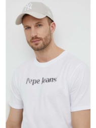 βαμβακερό μπλουζάκι pepe jeans clifton ανδρικό, χρώμα: άσπρο, pm509374 100% βαμβάκι