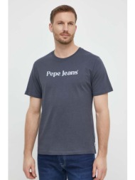 βαμβακερό μπλουζάκι pepe jeans clifton ανδρικό, χρώμα: γκρι, pm509374 100% βαμβάκι