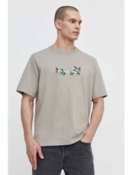 βαμβακερό μπλουζάκι abercrombie & fitch ανδρικά, χρώμα: μπεζ 100% βαμβάκι