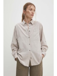 βαμβακερό πουκάμισο answear lab χρώμα: μπεζ 100% βαμβάκι