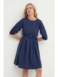 βαμβακερό φόρεμα weekend max mara χρώμα: ναυτικό μπλε, 2415621072600 100% βαμβάκι