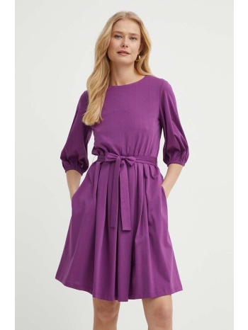 βαμβακερό φόρεμα weekend max mara χρώμα μοβ, 2415621072600