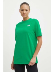 βαμβακερό μπλουζάκι the north face w s/s essential oversize tee γυναικείο, χρώμα: πράσινο, nf0a87nqp