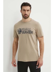 μπλουζάκι fjallraven lush logo t-shirt χρώμα: μπεζ, f12600219 60% βαμβάκι, 40% πολυεστέρας