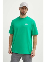 βαμβακερό μπλουζάκι the north face essential ανδρικό, χρώμα: πράσινο, nf0a87nrpo81 100% βαμβάκι