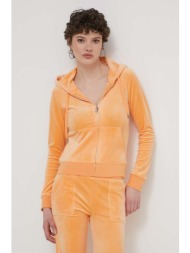 βελούδινη μπλούζα juicy couture χρώμα: πορτοκαλί, με κουκούλα 95% πολυεστέρας, 5% σπαντέξ
