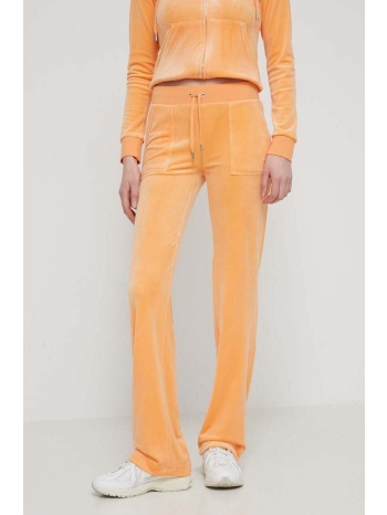 βελούδινο παντελόνι φόρμας juicy couture χρώμα πορτοκαλί