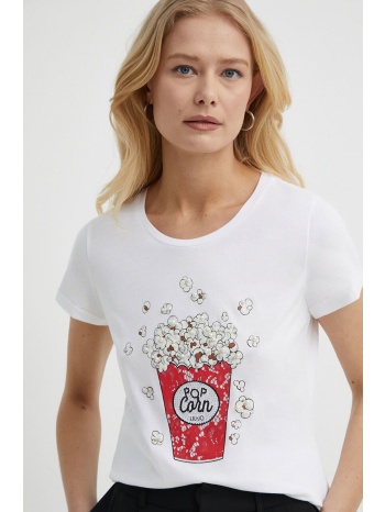 βαμβακερό μπλουζάκι liu jo γυναικεία, χρώμα άσπρο 100%