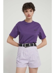 βαμβακερό μπλουζάκι volcom γυναικεία, χρώμα: μοβ 100% βαμβάκι
