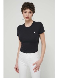 μπλουζάκι abercrombie & fitch χρώμα: μαύρο 95% βαμβάκι, 5% σπαντέξ