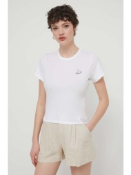 βαμβακερό μπλουζάκι abercrombie & fitch γυναικεία, χρώμα: μπεζ 100% βαμβάκι