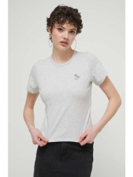 βαμβακερό μπλουζάκι abercrombie & fitch γυναικεία, χρώμα: γκρι 100% βαμβάκι