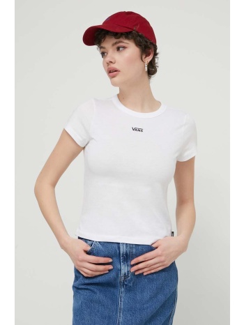 βαμβακερό μπλουζάκι vans γυναικεία, χρώμα άσπρο 100%