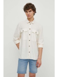 πουκάμισο από λινό solid χρώμα: μπεζ 58% λινάρι, 42% βισκόζη