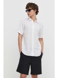 πουκάμισο από λινό theory χρώμα: άσπρο 100% λινάρι