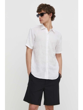 πουκάμισο από λινό theory χρώμα άσπρο 100% λινάρι