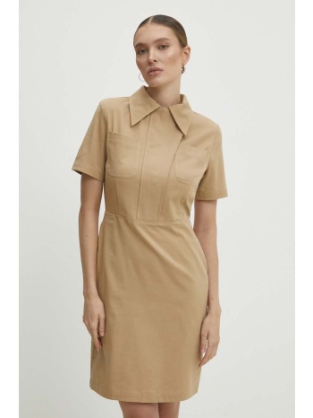 φόρεμα answear lab χρώμα μπεζ 62% βαμβάκι, 35%