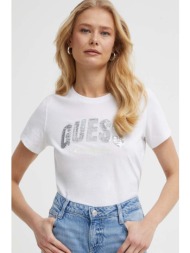 βαμβακερό μπλουζάκι guess γυναικείο, χρώμα: άσπρο, w4gi31 i3z14 100% βαμβάκι