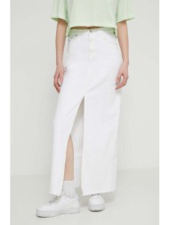 τζιν φούστα tommy jeans χρώμα: άσπρο, dw0dw17991 99% βαμβάκι, 1% σπαντέξ