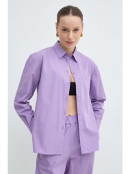 βαμβακερό πουκάμισο max&co. χρώμα: μοβ, 2416111044200 100% βαμβάκι
