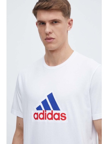 βαμβακερό μπλουζάκι adidas ανδρικό, χρώμα άσπρο, is3234