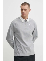 βαμβακερή μπλούζα με μακριά μανίκια reebok court sport χρώμα: γκρι, 100076423 100% βαμβάκι