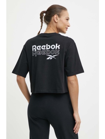 βαμβακερό μπλουζάκι reebok γυναικείο, χρώμα μαύρο
