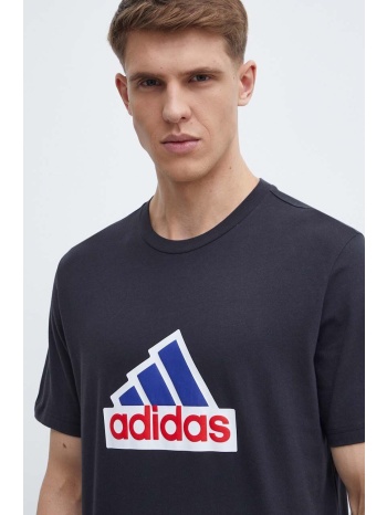 βαμβακερό μπλουζάκι adidas ανδρικό, χρώμα μαύρο, is9596