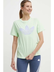 βαμβακερό μπλουζάκι adidas originals γυναικείο, χρώμα: πράσινο, iu2374 100% βαμβάκι