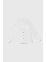 παιδικό πουκάμισο united colors of benetton χρώμα: άσπρο 60% λινάρι, 40% βαμβάκι