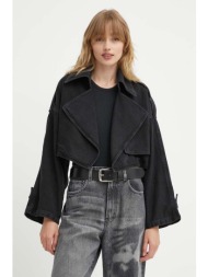 τζιν μπουφάν k+lusha χρώμα: μαύρο, klolimpidf131klw13 100% βαμβάκι