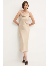 φόρεμα sandro ferrone χρώμα: μπεζ, sfs27xbdburch 71% ρεγιόν, 18% πολυεστέρας, 11% πολυαμίδη