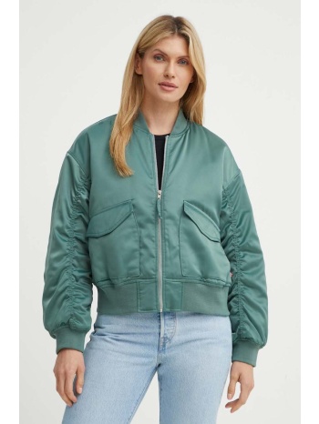 μπουφάν bomber levi`s γυναικείο, χρώμα πράσινο, a7262