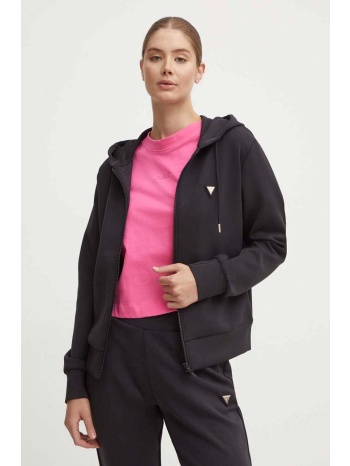 μπλούζα guess olympe χρώμα μαύρο, με κουκούλα, v4yq06