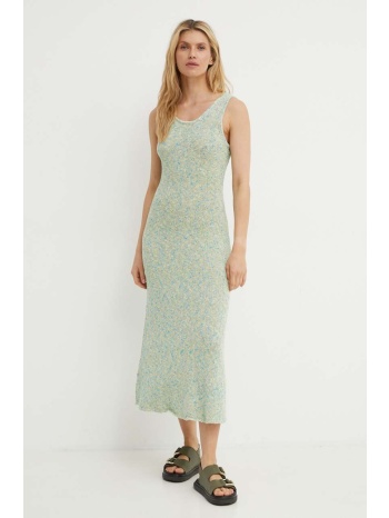 φόρεμα από λινό μείγμα samsoe samsoe saisha χρώμα πράσινο