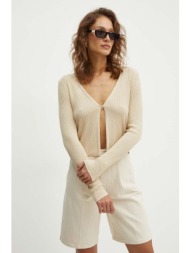 πλεκτή ζακέτα morgan mirzi χρώμα: μπεζ, mirzi 80% lenzing ecovero βισκόζη, 13% πολυεστέρας, 7% μεταλ