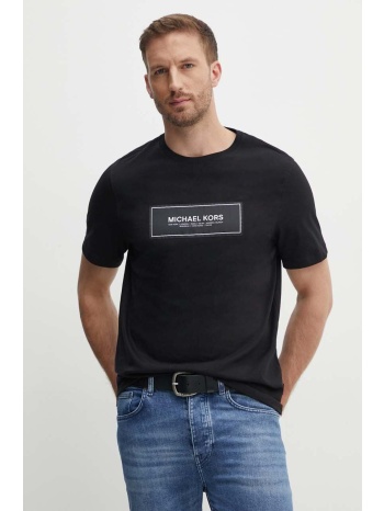 βαμβακερό μπλουζάκι michael kors ανδρικό, χρώμα μαύρο