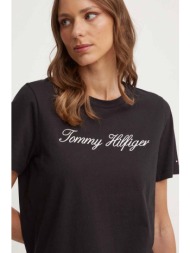 βαμβακερό μπλουζάκι tommy hilfiger γυναικείο, χρώμα: μαύρο, ww0ww43459 100% βαμβάκι