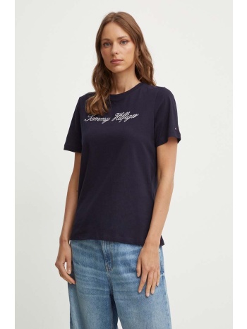 βαμβακερό μπλουζάκι tommy hilfiger γυναικείο, χρώμα