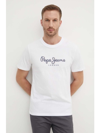 βαμβακερό μπλουζάκι pepe jeans abel ανδρικό, χρώμα άσπρο