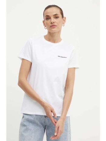 βαμβακερό μπλουζάκι karl lagerfeld γυναικείο, χρώμα άσπρο