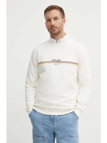βαμβακερή μπλούζα pepe jeans sander χρώμα μπεζ, pm582693