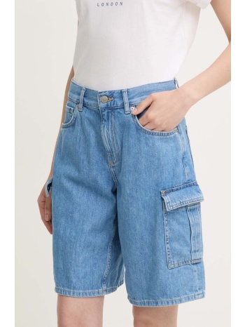τζιν σορτς pepe jeans relaxed short hw worker χρώμα καφέ