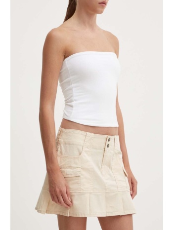 φούστα hollister co. χρώμα μπεζ, ki343-4091 97% βαμβάκι