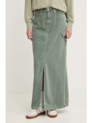 τζιν φούστα pepe jeans maxi skirt hw clr χρώμα: πράσινο, pl901143 100% βαμβάκι