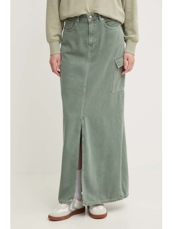 τζιν φούστα pepe jeans maxi skirt hw clr χρώμα πράσινο