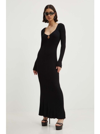 φόρεμα moschino jeans χρώμα μαύρο, 0486.8205 83% βισκόζη