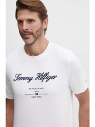 βαμβακερό μπλουζάκι tommy hilfiger ανδρικό, χρώμα: άσπρο, mw0mw33691 100% βαμβάκι