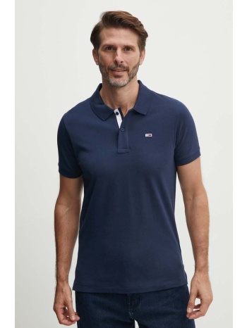βαμβακερό μπλουζάκι πόλο tommy jeans χρώμα ναυτικό μπλε